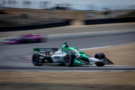 CALLUM ILOTT (77) (R) of Cambridge, England races through the turns during the Firestone Grand Prix of Monterey at the WeatherTech Raceway Laguna Seca in Monterey CA.のeditorial素材