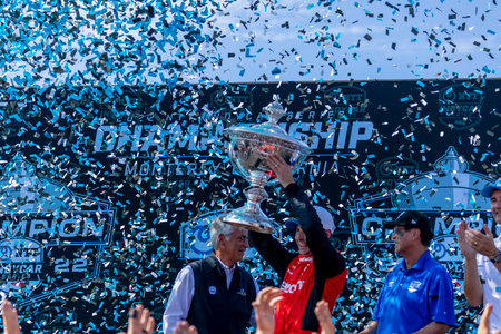 WILL POWER (12) of Toowoomba, Australia wins the championship for the 2nd time during the Firestone Grand Prix of Monterey at the WeatherTech Raceway Laguna Seca in Monterey, CA, USA.のeditorial素材