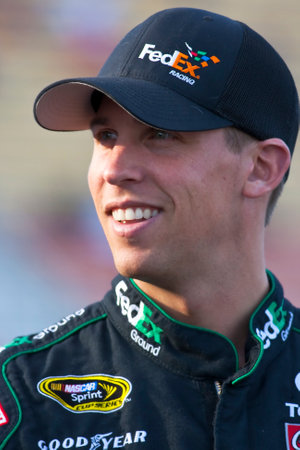 Avondale, AZ - November 13, 2009:  FedEx Ground driver, Denny Hamlin, waits to qualify for the Checker O'Reilly Auto Parts presented by Pennzoil race at the Phoenix International Raceway in Avondale, AZ on November 13, 2009.のeditorial素材