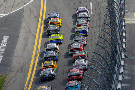 KYLE LARSON races down the front stretch during the Daytona 500 at the Daytona International...