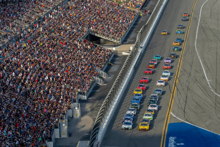 JOEY LOGANO races down the front stretch during the Daytona 500 at the Daytona International Speedway in Daytona Beach FL.のeditorial素材