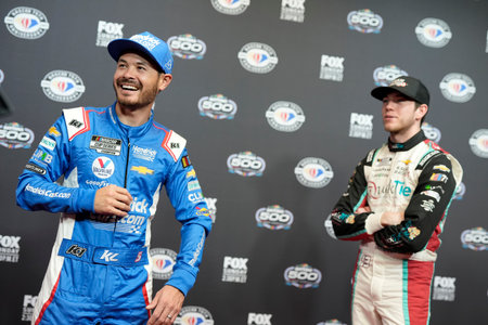 KYLE LARSON gets interviewed during the  Daytona 500 Media Day in Daytona Beach, FL, USA.のeditorial素材