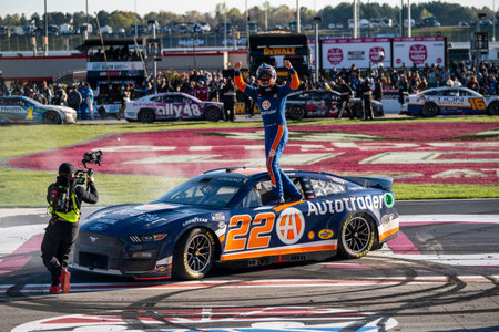 Joey Logano wins the NASCAR Cup Series for the Ambetter Health 400 in Hampton, GA, USA.のeditorial素材