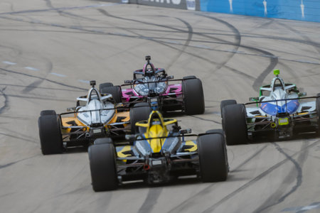 HELIO CASTRONEVES (06) of Sao Paulo, Brazil races through the turns during the PPG 375 at the Texas Motor Speedway in Ft Worth TX.のeditorial素材