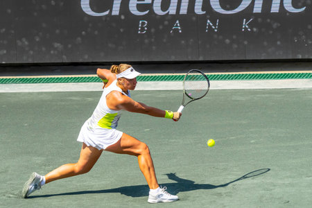 JESSICA PEGULA plays against USA ANNA BLINKOVA (1) at the WTA Series for the Credit One Charleston Open in Charleston, SC, USA.  Jessica wins 6-2, 6-0.のeditorial素材