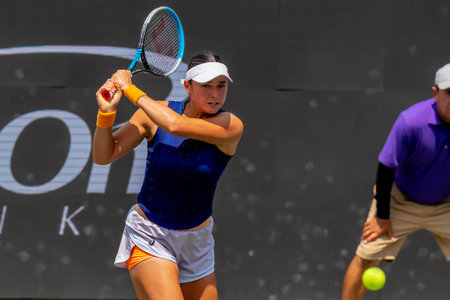 (WC) CAROLINE DOLEHIDE USA plays against (2) ONS JABEUR TUN at the WTA Series for the Credit One Charleston Open in Charleston, SC, USA.のeditorial素材