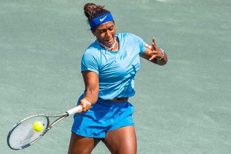 (Q) HAILEY BAPTISTE USA plays against (9) MADISON KEYS USA at the WTA Series for the Credit One Charleston Open in Charleston, SC, USA.  Madison wins the match 1-6, 2-6.のeditorial素材