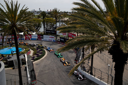 JOSEF NEWGARDEN (2) of Nashville, Tennessee drives on track during the Acura Grand Prix of Long Beach in Long Beach, CA, USA.のeditorial素材