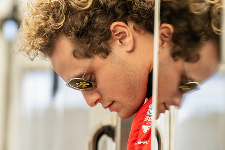 SANTINO FERRUCCI (14) of Woodbury, Connecticut  prepares to practice for the Childrens of Alabama Indy Grand Prix at Barber Motorsports Park in Birmingham AL.のeditorial素材