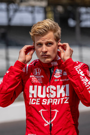 INDYCAR driver, MARCUS ERICSSON (8) of Kumla, Sweden, prepares to practice for the Indianapols 500 at the Indianapolis Motor Speedway in Indianapolis IN, USA.のeditorial素材