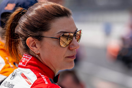 INDYCAR driver, KATHERINE LEGGE (44) of Guildford, England, prepares to practice for the Indianapols 500 at the Indianapolis Motor Speedway in Indianapolis IN, USA.のeditorial素材