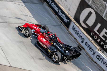 INDYCAR driver, WILL POWER (12) of Toowoomba, Australia, travels through the turns in his Team Penske Chevrolet car during a practice session for the Chevrolet Detroit Grand Prix at the Streets of Downtown Detroit in Detroit, MI, USA.のeditorial素材