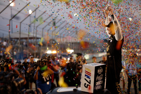 Kyle Busch wins the Enjoy Illinois 300 presented by TicketSmarter in St Louis, IL, USA.のeditorial素材