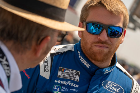NASCAR Cup Driver, Chris Buescher and Jack Roush takes to the track to qualify for the Ally 400 at the Nashville Superspeedway in Lebanon TN.のeditorial素材