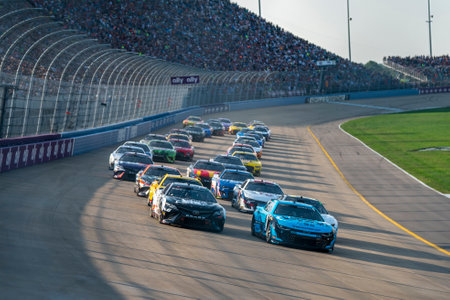 NASCAR Cup Driver, Ross Chastain races for position for the Ally 400 at the Nashville Superspeedway in Lebanon TN.のeditorial素材