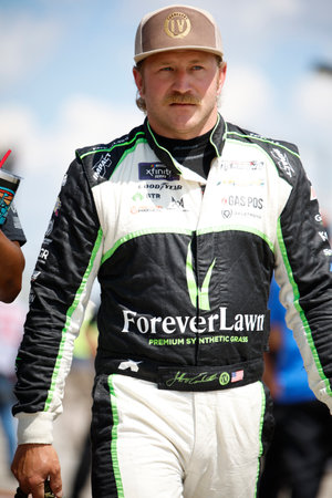 NASCAR Xfinty Driver, Jeffrey Earnhardt (45) takes to the track to qualify for the Alsco Uniforms 250  at the Atlanta Motor Speedway in Hampton GA.のeditorial素材
