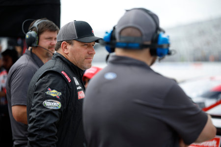 NASCAR Cup Driver, Ryan Newman (15) gets ready to practice for the Crayon 301 at the New Hampshire Motor Speedway in Loudon NH.のeditorial素材