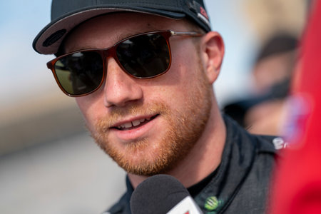 NASCAR Cup Driver, Tyler Reddick (45) takes to the track to qualify for the Quaker State 400 Available at Walmart at the Atlanta Motor Speedway in Hampton GA.のeditorial素材