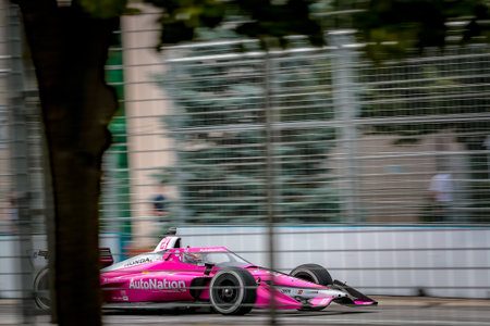 KYLE KIRKWOOD (27) of Jupiter, Florida runs through the streets during the Honda Indy Toronto in Toronto, ON, CAN.のeditorial素材