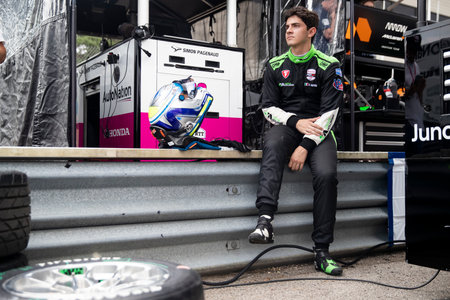 MATTEO NANNINI (75) (R) of Faenza, Italysuits up on pit road prior to a practice for the Honda Indy...
