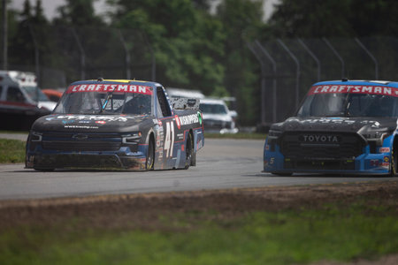 Conor Daly drives on track during the O'Reilly Auto Parts 150 at Mid-Ohio at the Mid-Ohio Sports Car Course in Lexington OH.のeditorial素材
