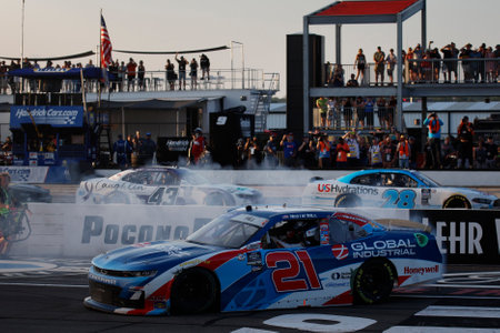 NASCAR Xfinity Series Driver, Austin Hill (21) wins the Pocono 225 at the Pocono Raceway in Long Pond PA.のeditorial素材