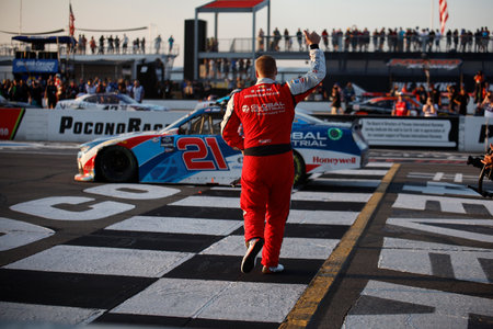 NASCAR Xfinity Series Driver, Austin Hill (21) wins the Pocono 225 at the Pocono Raceway in Long...