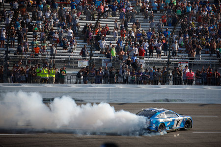 NASCAR Cup Series Driver, Chris Buescher (17) wins the Cook Out 400 at the Richmond Raceway in...