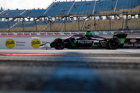AGUSTIN HUGO CANAPINO (R) (78) of Arrecifes, Argentina drives on pit road during practice for the HyVee Indycar Weekend  at Iowa Speedway in Newtown IA.のeditorial素材