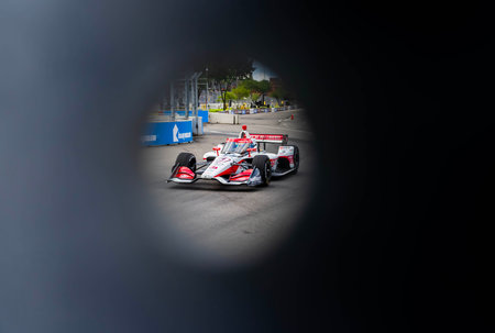 INDYCAR Series driver, STING RAY ROBB (R) (51) of Payette, Idaho, travels through the turns during a practice session for the Big Machine Music City Grand Prix at Streets of Nashville in Nashville TN.のeditorial素材