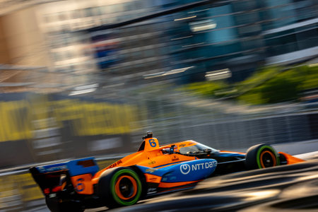 INDYCAR Series driver, FELIX ROSENQVIST (6) of Varnamo, Sweden, qualifies for the Big Machine Music City Grand Prix on the Streets of Nashville in Nashville, TN, USA.のeditorial素材