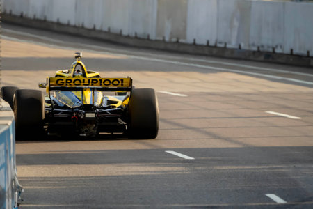INDYCAR Series driver, COLTON HERTA (26) of Valencia, California, qualifies for the Big Machine Music City Grand Prix on the Streets of Nashville in Nashville, TN, USA.のeditorial素材