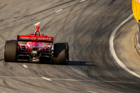 INDYCAR Series driver, MARCUS ERICSSON (8) of Kumla, Sweden, qualifies for the Big Machine Music City Grand Prix on the Streets of Nashville in Nashville, TN, USA.のeditorial素材