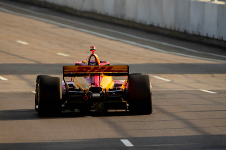 INDYCAR Series driver, ROMAIN GROSJEAN (28) of Geneva, Switzerland, qualifies for the Big Machine Music City Grand Prix on the Streets of Nashville in Nashville, TN, USA.のeditorial素材