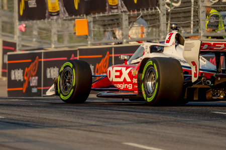 INDYCAR Series driver, SCOTT MCLAUGHLIN (3) of Christchurch, New Zealand, qualifies for the Big Machine Music City Grand Prix on the Streets of Nashville in Nashville, TN, USA.のeditorial素材