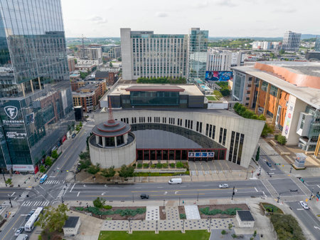 Aerial view of the Country Music Hall of Fame and Museum in Nashville, Tennessee.のeditorial素材