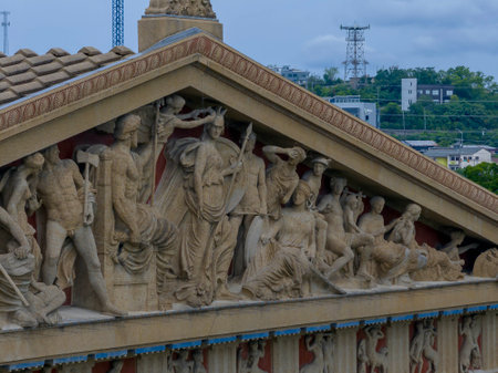Aerial view of the Parthenon in Centennial Park, Nashville Tennesseeのeditorial素材