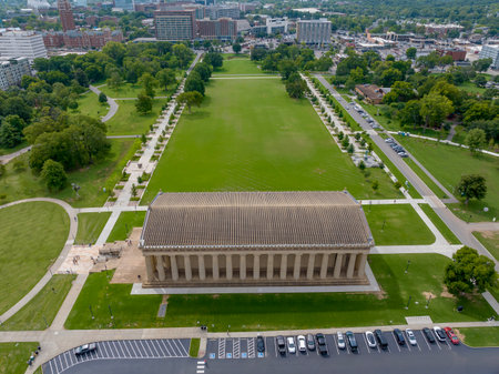 Aerial view of the Parthenon in Centennial Park, Nashville Tennesseeのeditorial素材
