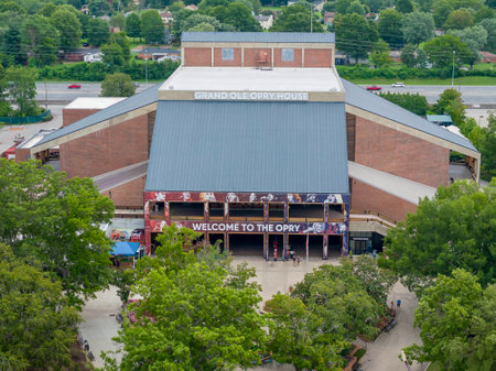Aerial view of the Grand Ole Opry in Nashville Tennessee.のeditorial素材