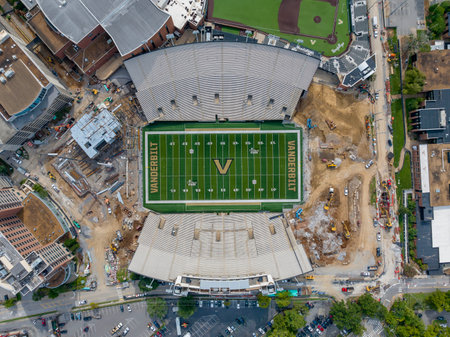 Aerial view of First Bank Stadium on Vanderbilt University campus located in Nashville Tennesseeのeditorial素材