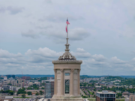Aerial view of the State Capitol Building In Nashville Tennesseeのeditorial素材