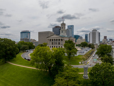 Aerial view of the State Capitol Building In Nashville Tennesseeのeditorial素材