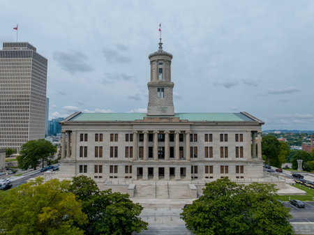 Aerial view of the State Capitol Building In Nashville Tennesseeのeditorial素材