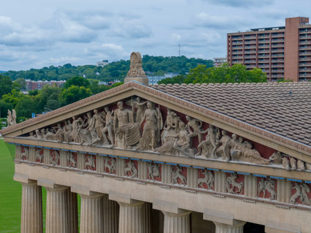 Aerial view of the Parthenon in Centennial Park, Nashville Tennessee