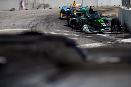 AGUSTIN HUGO CANAPINO (R) (78) of Arrecifes, Argentina drives on track during the Big Machine Music City Grand Prix at The Streets of Nashville  in Nashville TN.のeditorial素材