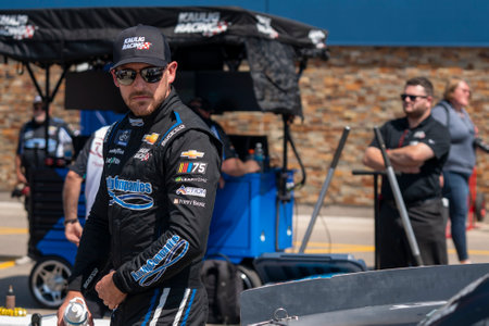 NASCAR Xfinity Series Driver, Daniel Hemric (11) takes to the track to practice for the Cabo Wabo 250 at the Michigan International Speedway in Brooklyn VA.のeditorial素材