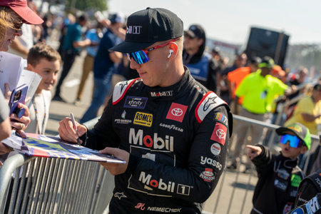 NASCAR Xfinity Driver, John Hunter Nemechek (20) races for position for the Shriners Children's 200 at the Watkins Flen International in Watkins Glen NY.のeditorial素材