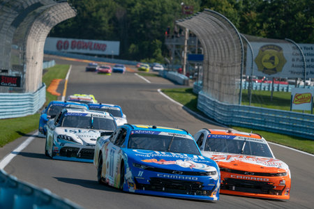 NASCAR Xfinity Driver, Daniel Hemric (11) races for position for the Shriners Children's 200 at the Watkins Flen International in Watkins Glen NY.のeditorial素材