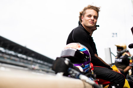 SANTINO FERRUCCI (14) of Woodbury, Connecticut suits up on pit road prior to qualifying for the...
