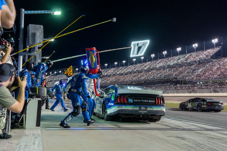 NASCAR Cup Driver, Chris Buescher (17) races for position for the Coke Zero Sugar 400 at the Daytona International Speedway in Daytona  FL.のeditorial素材